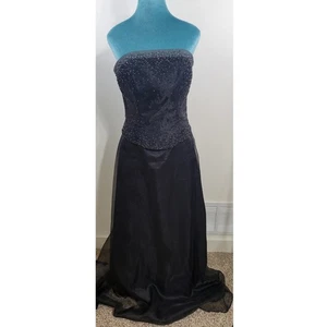 Morilee Kleid Damen Größe 9/10 Perlen trägerlos Korsett Witchy Goth EMO Glamourös  - Bild 1 von 10