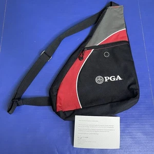 PGA Tour Sling Crossbody Messenger Bag Backpack Red Black 16x12in Certificate - Picture 1 of 18