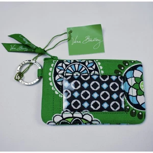 NUEVO Vera Bradley Cupcake Verde Retirado Estampado Floral Clip Cremallera Identificación Llavero Bolsa - Imagen 1 de 7