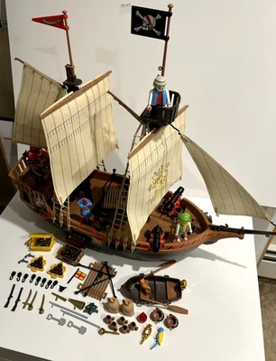 Playmobil 3053 Pirate Ship (1978) w/ 3794 Encampment & 3791 Drunken Pirate - Image 1 of 4