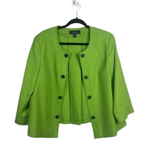 Perceptions New York Women Women’s Blazer Size 16 Green Open Jacket - Picture 1 of 6