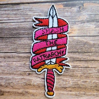 Smash The Patriarchy Sword Feminist Embroidered Iron on Patch - Image 1 of 2