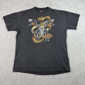 VTG Harley Davidson 3D Emblem XL T-Shirt Rattlesnake Biker 1989 California - Picture 1 of 8