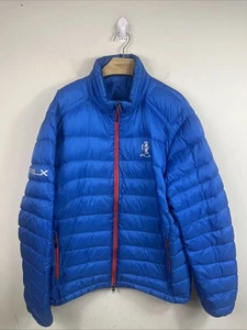 RLX Ralph Lauren Down Puffer Jacket Blue Mens 2XL Full-Zip Up Packable Golf - Picture 1 of 10