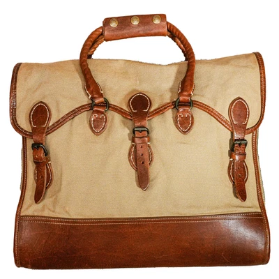 Maletín Bolso Mensajero Vintage Ralph Lauren Doble RL RRL Lona y Cuero Foto 1 de 4