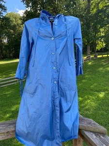 The Totes Coat Vintage Blue Long Trench Rain Jacket Size 6 - Picture 1 of 11