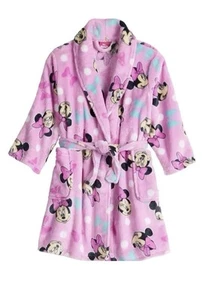 NEW Disney Minnie Mouse & Bows Pink Minky Fleece Girl's Bathrobe Robe Sz 6 NWT - Picture 1 of 5