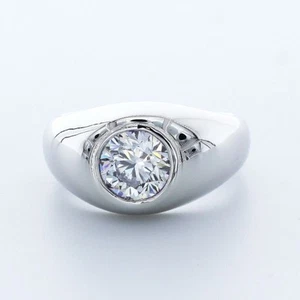 Diamante certificado natural 950 plat. 2 quilates G VS2 corte redondo Anillo clásico para hombre - Imagen 1 de 7
