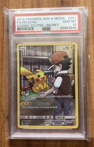 2019 Pokémon Sun & Moon Full Art Pikachu Cosmic Eclipse Secret Rare Card PSA 10 - Picture 1 of 2
