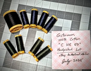 Gutermann Cotton C NE 50 Thread - Value Lot - 800m BLK + 2 x 100m"Basically Blk" - Picture 1 of 5