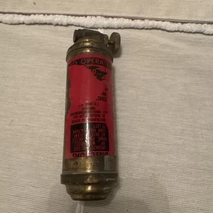 40er Jahre Presto CB Feuerlöscher Messing Motorrad Etikett Patina - Bild 1 von 14