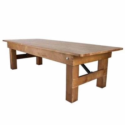 Mesa de granja rectangular de castaño con patas rectas para niños de 72′′ x 30′′ (6 pies) de Chivari Foto 1 de 4