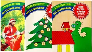 3 Stick-On Activity & Coloring Books for Young Christian Children Bible Stories - Picture 1 of 12