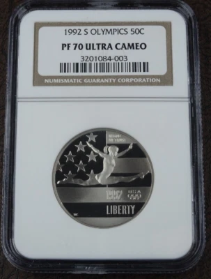 1992-S Olympic Gymnast Proof Half Dollar NGC PF 70 Ultra Cameo Commemorative 50C - Image 1 of 4