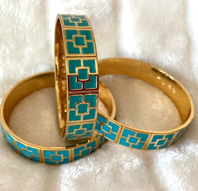 Brazalete Brazalete Modernista Trina Turk Esmalte Turquesa Tono Dorado (s) Foto 1 de 4