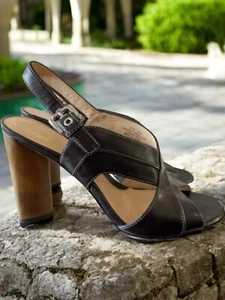 Neu Boutique 9 "Beteliza" schwarze Leder-Sandalen mit überkreuzten Riemen Blockabsatz Größe 8 - Bild 1 von 19
