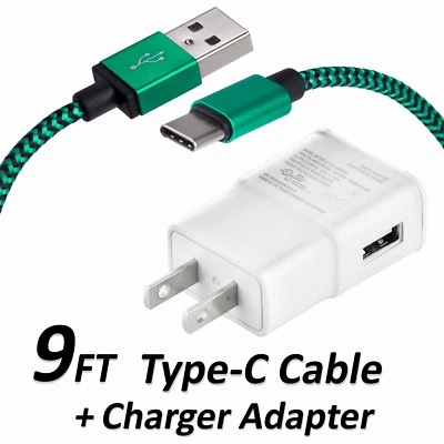 9 FT Type C USB Charger Data Cable and USB Charger Adapter For Android Devices - Image 1 of 4