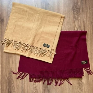 2x Vintage 1980s Women's Nicole De Beauvoir Paris 100% Wool Rectangle Scarves - Picture 1 of 8