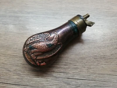 PISTOLA POTRO PISTOLA POTRO COBRE LATÓN RARO FRASCO BOTELLA PÓLVORA ÁGUILA GUERRA CIVIL EE. UU. №3 Foto 1 de 4