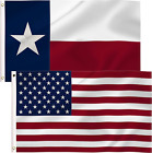 Texas and American US Flags,Embroidered Stars 210D Nylon Flags, State of Texas T