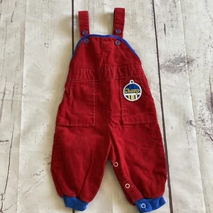 Pantalones de pana roja vintage Sears baberos bebé 14-19 libras 3-9 meses campeón - Imagen 1 de 6