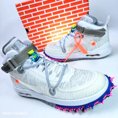 Nike US 13 Men's Grey/Blue Retro Rare Air Force 1 Mid Off White - DO6290 100 New - Image 1 of 4