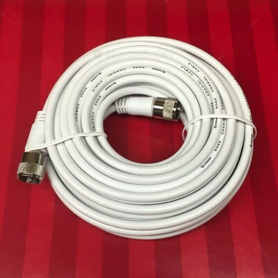 NEW 50 ft RG-8X white coaxial coax UHF PL-259 antenna cable 50 ohm *USA Seller* - Image 1 of 2