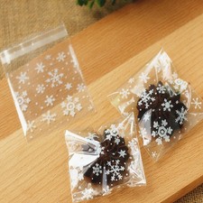 100pcs Christmas Snowflake Cellophane Party Cookies Sweet Candy Biscuit Gift Bag