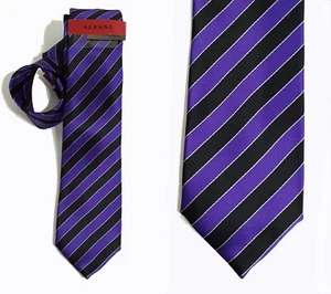 Alfani NUEVO Negro Púrpura Delgado a Rayas Cuello Para Hombre Satén $59 A1476 - Imagen 1 de 3