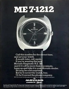 1969 Movado Kingmatic HS 360 Watch photo "Call ME7-1212" vintage print ad - Picture 1 of 1