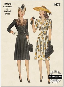 1940's Tea or Cocktail Dress Sewing Pattern Bust 34 - Copy - Picture 1 of 2