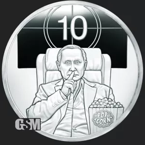2025 1OZ PUTIN POPCORN PROOF - SILVER SHIELD "LAST ONE" COLLECTOR ROUND - Picture 1 of 4