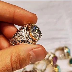 Genuine Moissanite Gemstone Ring 925 Sterling Silver Moissanite Ring Authentic - Picture 1 of 4