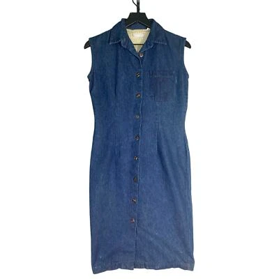 Vintage Denim Dress Women's Size 8 Blue Knee Length Sleeveless Casual ESPRIT - Image 1 of 4