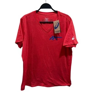 Asics Womens Size 2XL Red 1977 Heritage Americana V-Neck Tee T-shirt NWT - Picture 1 of 6
