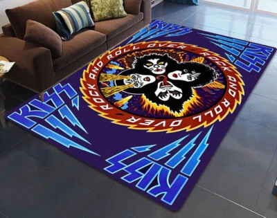 Kiss Rock & Roll Slip Rug Carpet Living room Floor Mat Living room Area rug Gift - Image 1 of 4