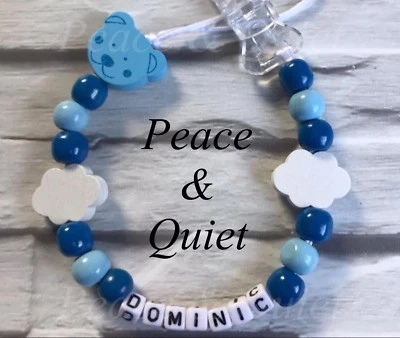 PEACE & QUIET Personalisierter Schnullerclip☁️Holz💙Schnullerkette☁️marine💙blau💙Junge☁️wolke 💙 #PWP