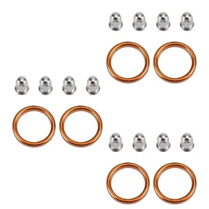 6 Exhaust Gaskets & 12 Cap Nuts For Honda Goldwing GL1500 Valkyrie GL1800 Rune D - Picture 1 of 12