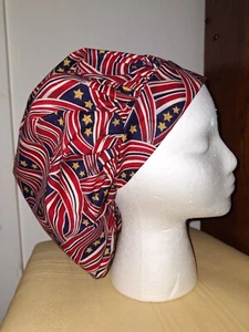Stars & Stripe Swirls Bouffant Medical Scrub Surgical Hat  SIZE  Large - Picture 1 of 2
