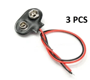 3 X PP3 9V T Style Battery Snap Clip Connector Cable Lead 150mm UK 9 Volt UK FAS