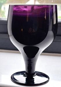 ANTIQUE AMETHYST GLASS RUMMER GOBLET EX. LARGE SIZE c.1850 - Picture 1 of 14