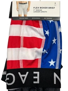 NWT AMERICAN EAGLE Flex Boxer Briefs 9" Inseam Sz XS-S-M-L-XL Red White Blue #13 - Picture 1 of 11