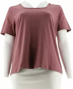 Denim Co Essentials X-Small perfektes Jersey kurzes quadratisches Ausschnitt-Oberteil rosabraun XS - Bild 1 von 5