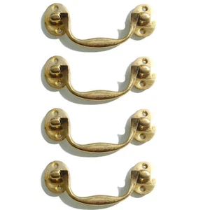 4 brass small sea chest Box Handle 10 cm heavy strong Solid Brass Pulls Trunk - Picture 1 of 8