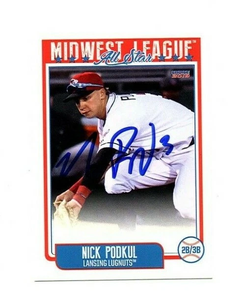 Nick Podkul autographed signed 2019 Midwest League All Star card Lansing Lugnuts - Image 1 of 1