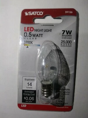 Led Night Light Clear .5W=7W by Satco S9156 Price For 2 pk - Image 1 of 3