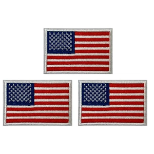 3 X United States of America Rectangle USA - Iron On Embroidery Patchs (6 x 4cm) - Picture 1 of 1