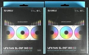 3-Pack LIAN LI UNI FAN SL INFINITY SL-INF 140 RGB WHITE 2 PACK 140mm - Picture 1 of 5