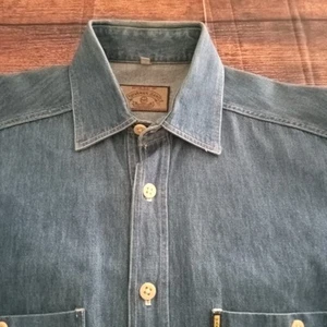 Armani Jeans Denim Long Sleeve Button Up Shirt Men's Small Oversize Blue - Picture 1 of 11
