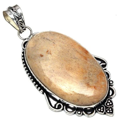 Серебряная бижутерия с подвеской из ископаемого коралла ручной работы на день матери 2,75 дюйма - Изображение 1 из 4